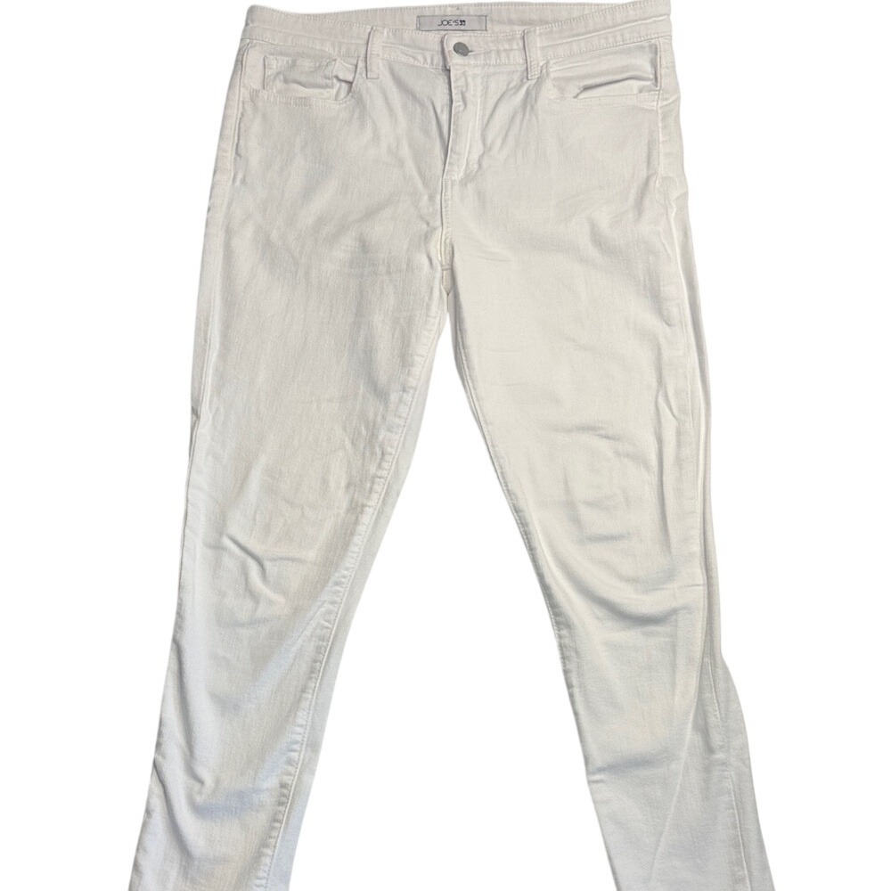 Joes Jeans Womens 32 White Mid Rise Skinny Frayed Raw Hem Jeans